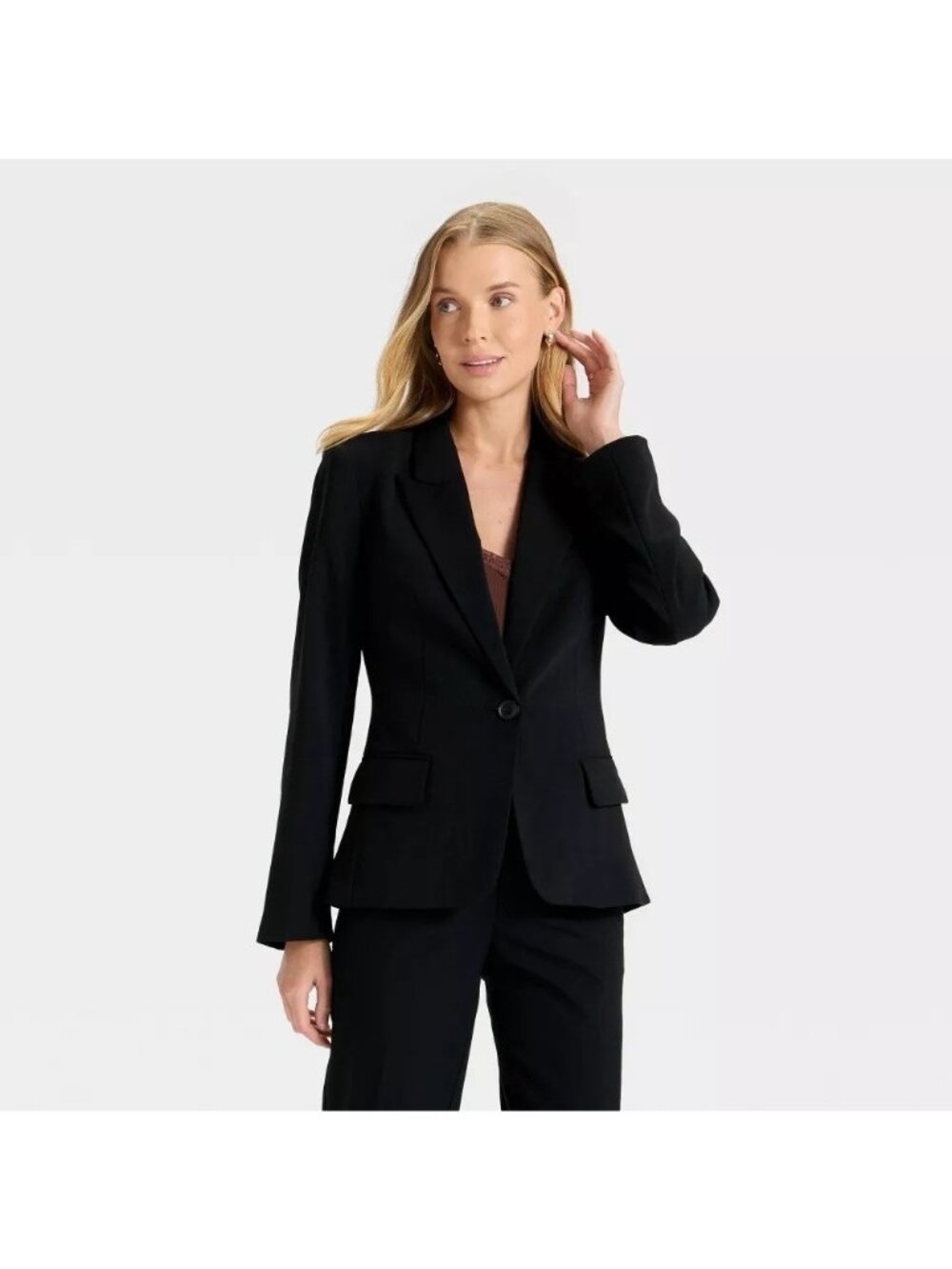 A New Day Signature Crepe Single Breasted Black Blazer Jacket -- Women's XS 0/2
